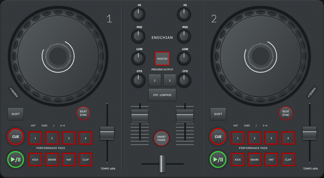 Enochian DJ Controller — dark finish preview