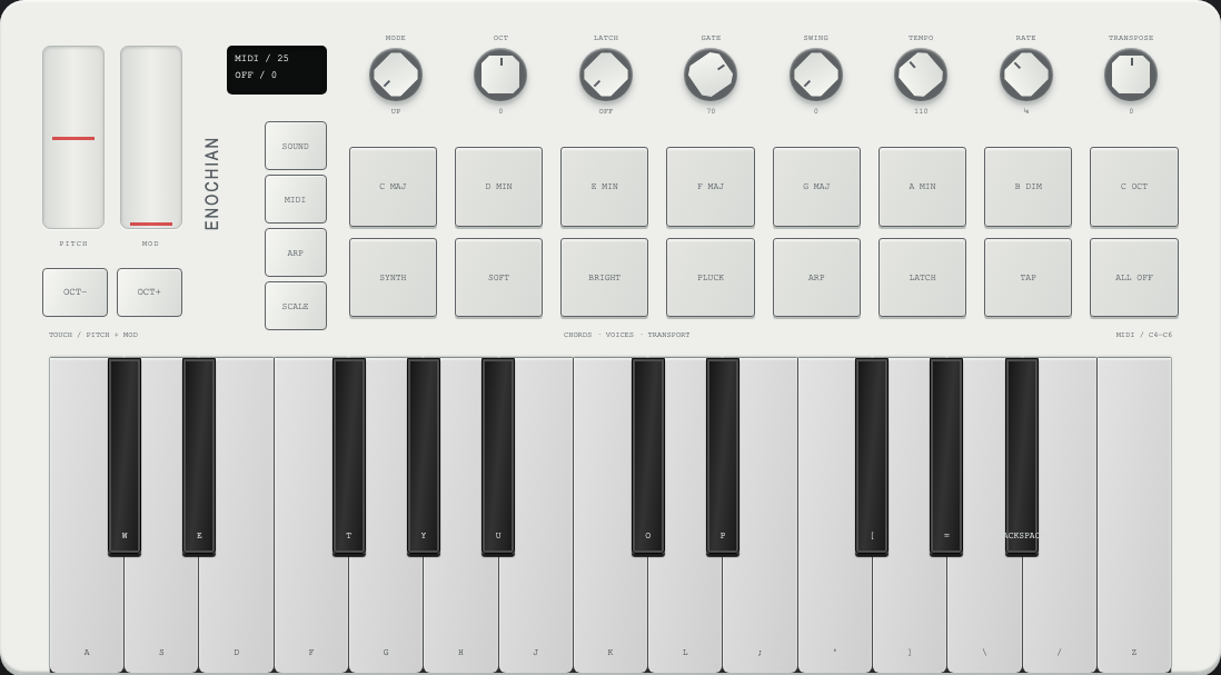 Enochian MIDI Keyboard — light finish preview