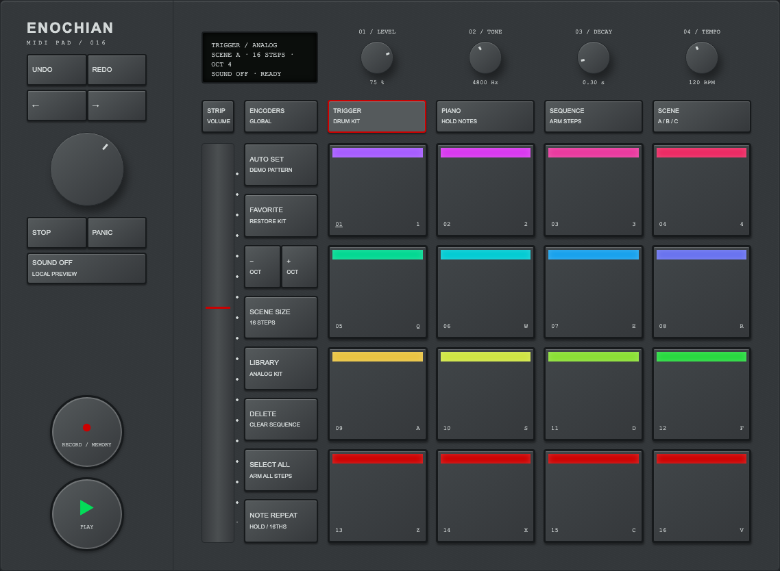 Enochian MIDI Pad — dark finish preview