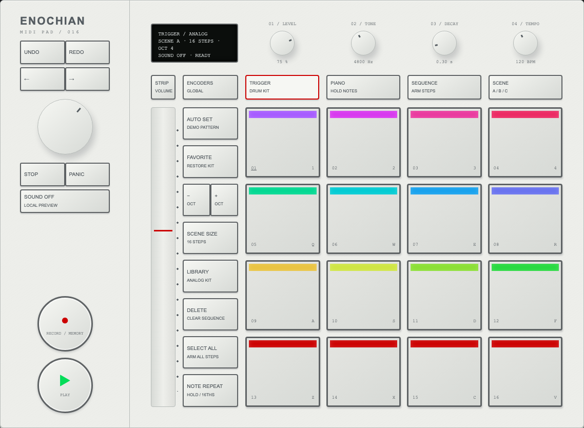 Enochian MIDI Pad — light finish preview